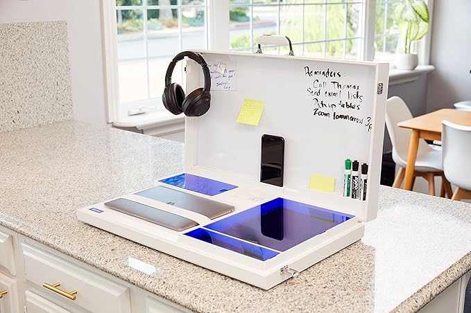 Worky 15-in-1 Home Office Portable Workstation Desk with Built-in Storage, 3.5" D x 26" W x 16.5" H, 14 Lbs, White