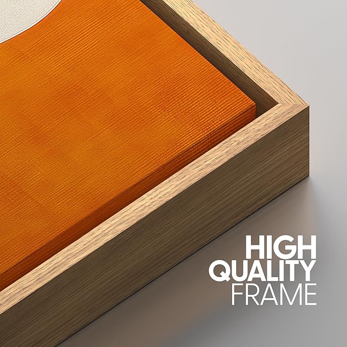 SIGNWIN Framed Wall Art Print Set Modern Abstract Orange Geometric Mid-Century Minimalist Photography Modern Art Minimalist Closeup Dramatic for Living Room, Bedroom, Office - 24"x36"x3 Natural