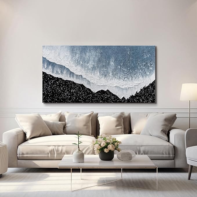 Canvas Wall Art Decor Large Modern Canvas Wall Art For Living Room Blue Beach Wall Art Prints Abstract Art Black and White Wall Art Decor Large Art Work For Bedroom Office Kitchen Wall Decor 29 "x58 "