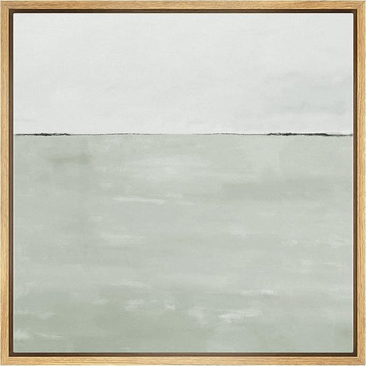 SIGNWIN Framed Canvas Print Wall Art Watercolor Abstract Gray Landscape Nature Shapes Illustrations Modern Art Decorative Contemporary Minimal for Living Room, Bedroom, Office - 24"x24" Natural