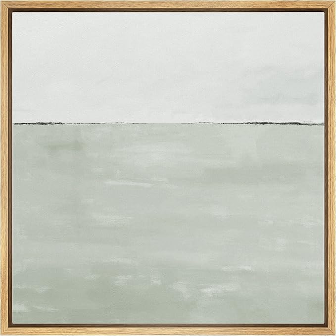 SIGNWIN Framed Canvas Print Wall Art Watercolor Abstract Gray Landscape Nature Shapes Illustrations Modern Art Decorative Contemporary Minimal for Living Room, Bedroom, Office - 16"x16" Natural