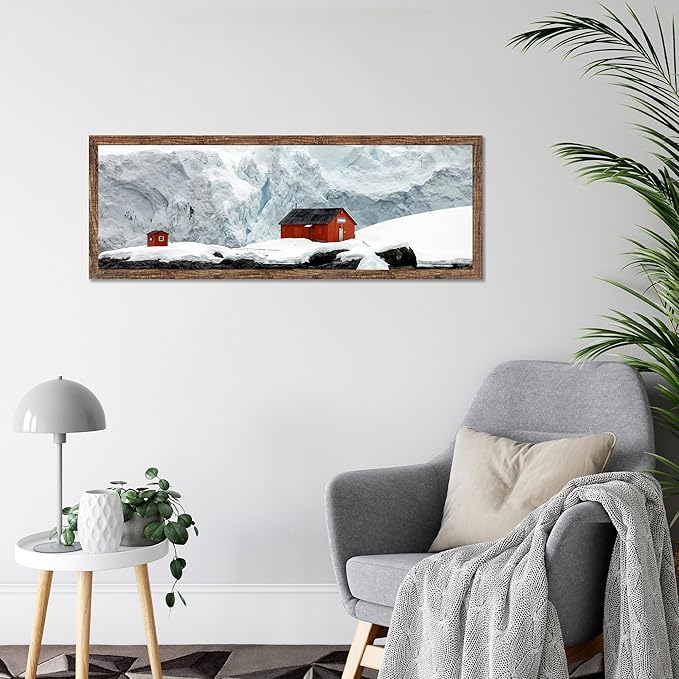 13x39 Puzzle Frame 2 Packs, Real Glass and Rustic Brown Wood Frame, Display Panoramic 13 x 39 Picture Frames - Horizontal or Vertical Wall Mounting