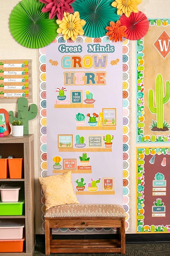 Teacher Created Resources Happy Cactus Crew Great Minds Grow Here Mini Bulletin Board (TCR6959)