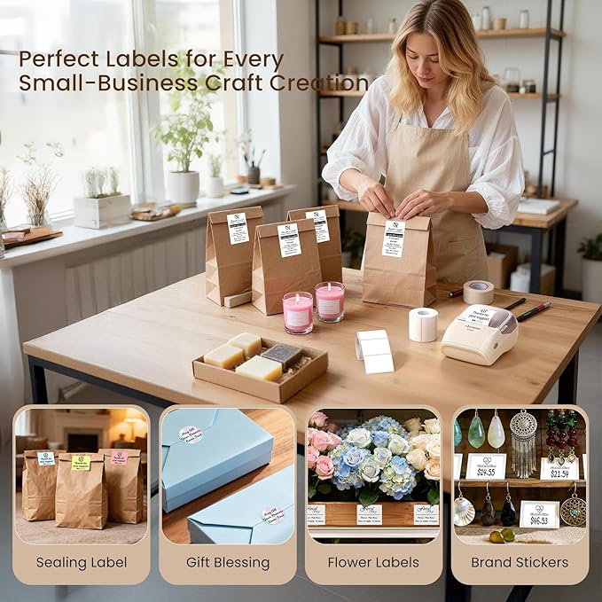 CLABEL Label Maker Machine with Tape, 221B Thermal Bluetooth Label Printer 2 Inch Portable Barcode Inkless Sticker for Small Business, Retail Office,Office, Home, Came with 1 Roll Label, Pink
