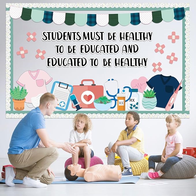 Healthy Bulletin Board Set Healthcare Workers Nurses Classroom Decorations Medical RN Cutouts for Students Doctor Hospital Nursing School Kindergarten Back to School RN Party Wall Supplies