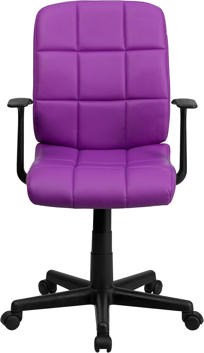 Flash Furniture Clayton Mid-Back Purple Quilted Vinyl Swivel Task Office Chair with Arms