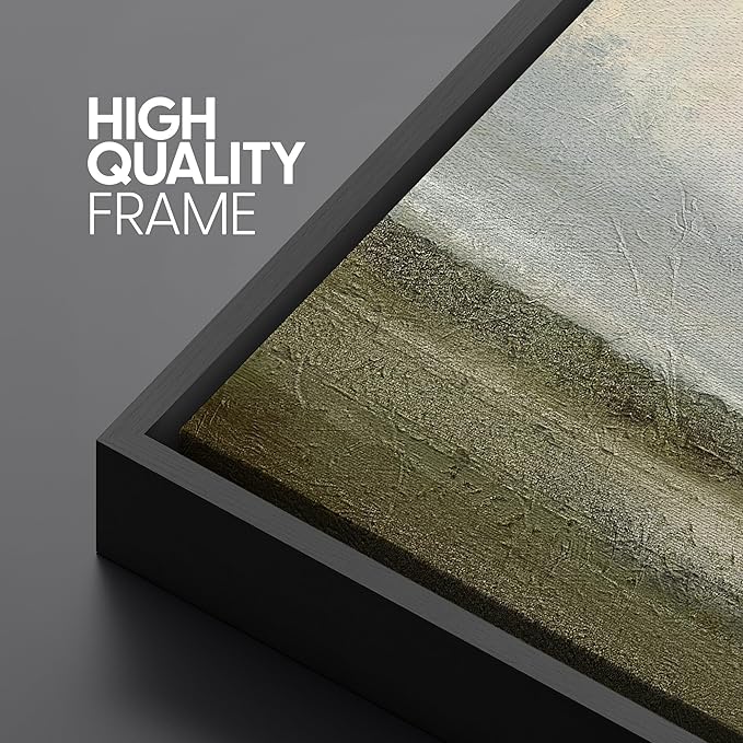 SIGNFORD Large Framed Canvas Soft Sunrise Over Misty Fields Illustrations Modern Art Calm Warm for Living Room, Bedroom, Office - 60"x20"