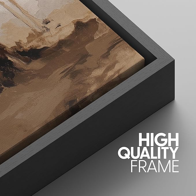 SIGNWIN Framed Canvas Print Wall Art Set Warm Neutral Woodland Trees Abstract Illustrations Modern Art Decorative Nordic Abstract for Living Room, Bedroom, Office - 16"x24"x3 Black