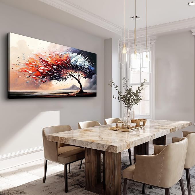 MHARTK66 Wall Decorations For Living Room Large Canvas Wall Art For Office Bedroom Decor Tree Landscape Abstract Wall Paintings Framed Prints Pictures Artwork Modern Hotel Room Home Decor 24x48 In