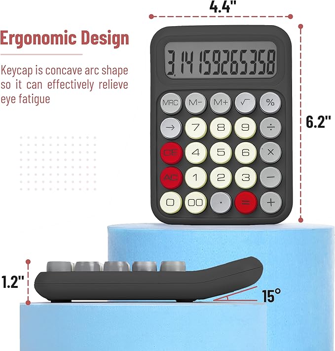 Mr. Pen- Mechanical Switch Calculator, 12 Digits Large LCD Display, Slate Grey Calculator Big Buttons