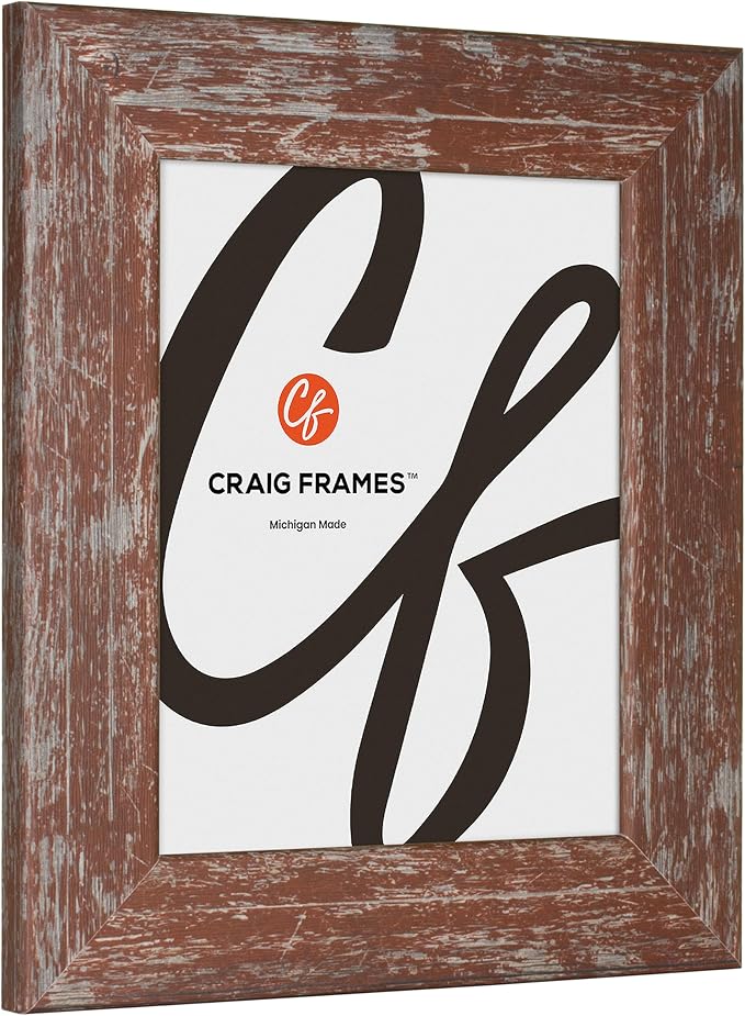 Craig Frames American Barn, 11x16 Picture Frame, Faux Barnwood, Red