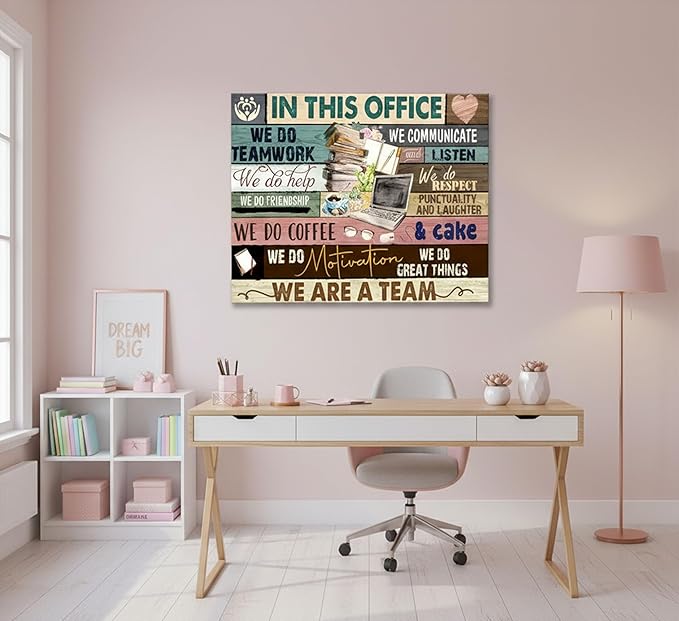 Inspirational Canvas Wall Art in This Office We are a Team Motivational inspiring Quotes Painting Pictures Wall Decor Poster Print Artwork for Man Cave Home Decoration