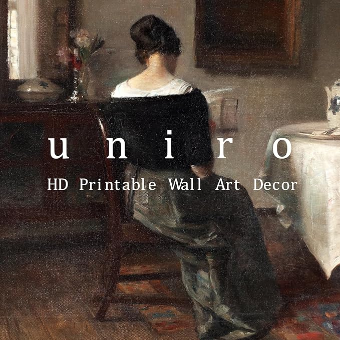 uniro Canvas Wall Art, Vintage Woman Portrait Print Rustic Farmhouse Wall Decor, Antique Moody Oil Painting Wall Art, Retro Mid-Century Lady Classical Women Painting Picture for Bedroom Bathroom Living Room Office Decor (8" x 10"-UNFRAMED)