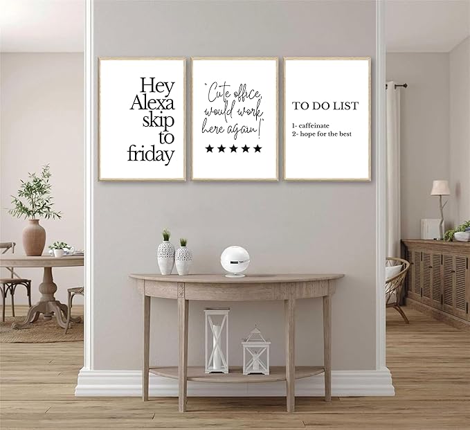 3pcs Inspirational Canvas Wall Art Office Posters Inspirational Quotes Wall Decor Painting Funny Quotes Pictures-cute office would work here again- Prints for Bedroom,Living Room,Office unframed