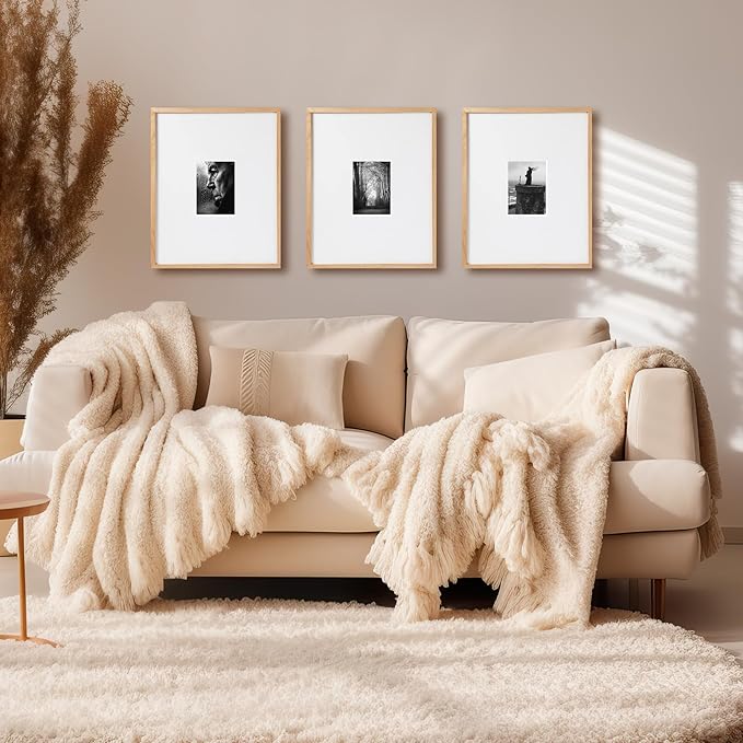 artisane home goods - Gallery Frame 1.0, Picture Frame, 16x20 White Oak, Gallery Wall Frame Set, Large Picture Frame, Oversized Mat (4x4, 4x6, and 5x7)