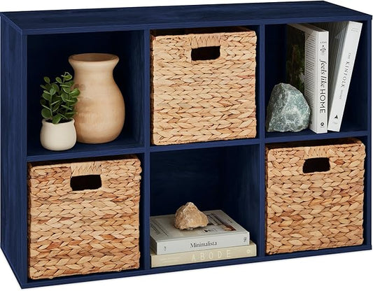 Best Choice Products Kids Bookcase 6-Cube Storage Organizer, 13.5in Shelf Opening, Bookshelf, Toy Storage, Customizable w/ 3 Removable Back Panels – Navy