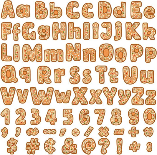 260 PCS Bulletin Board Letters for Classroom 4” Letters Combo Pack Set Christmas Gingerbread Classroom Decorations Alphabet Numbers Symbols Letters for Bulletin Board Cutouts Card for Classroom Decor