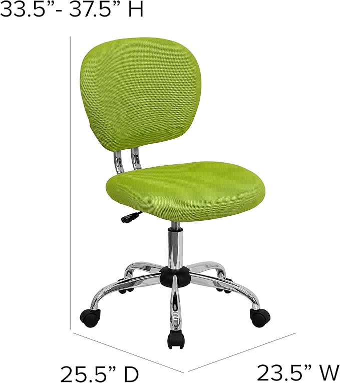 Flash Furniture Beverly Mid-Back Apple Green Mesh Padded Swivel Task Office Chair with Chrome Base