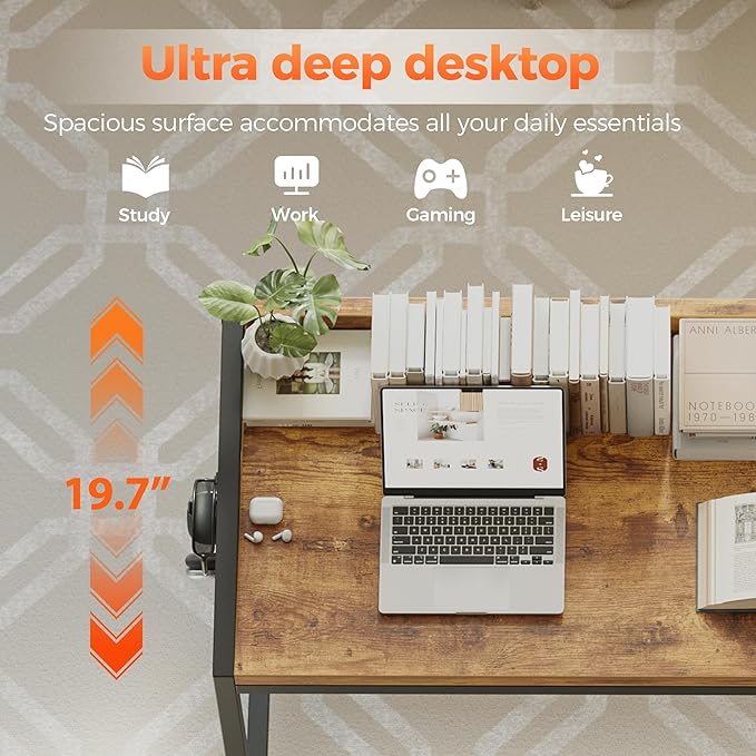 Mericonia 40 inch Rolling Computer Desk with Wheels, Gaming Desk for Small Spaces, Modern Simple Style Table for Home Office, Study Writing Table