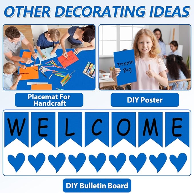 Qyeahkj 17.7in x 20ft Bulletin Board Paper Roll Bulletin Board Background Paper Fade Resistant Classroom Decoration Poster Art Craft Home Wall Education Decor Supplies Royal Blue