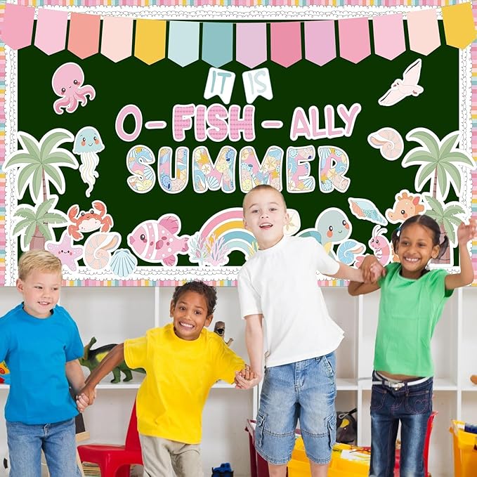 Sea Animals Classroom Bulletin Board Decorations Summer Bulletin Board Set Under The Sea Fish Paper Cutouts for Kindergarten Primary School Summer Ocean Theme Party Wall Decor Supplies