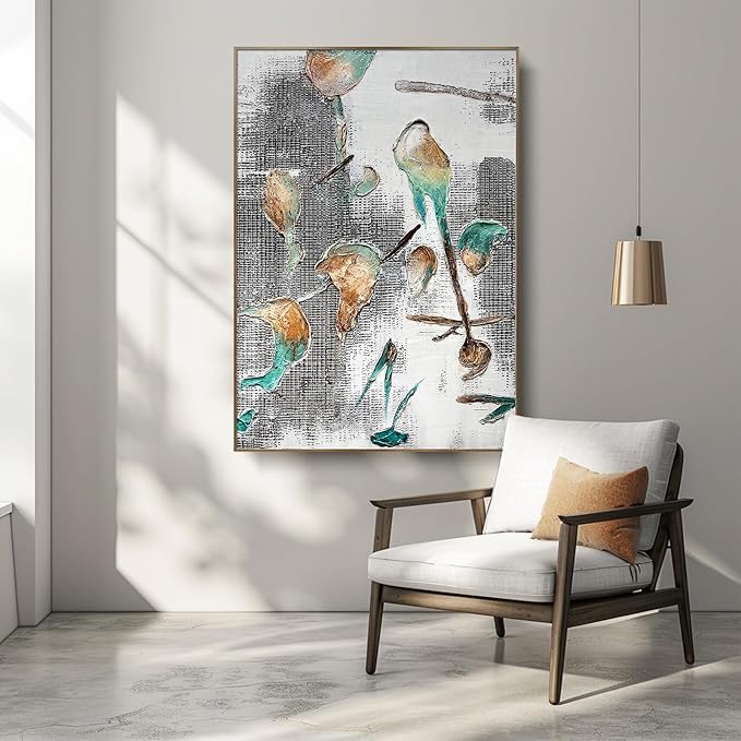 BrightA Large-scale hand-painted wall artworks in natural colors. Large-sized texture-based abstract decorations. Suitable for sofa background walls in living rooms, bedhead walls in bedrooms, corridors, and exhibition hall decorations 27.5"x39.4"