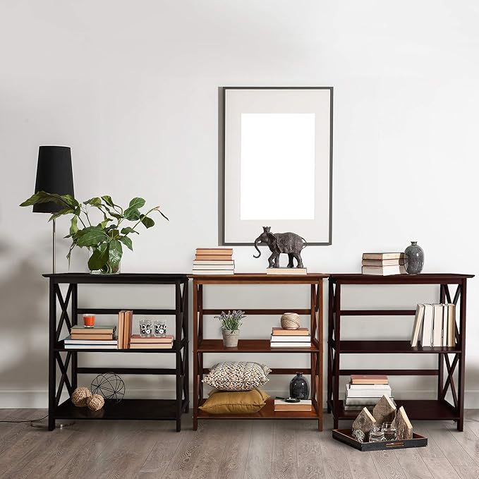 Montego 3-Shelf Bookcase-Espresso