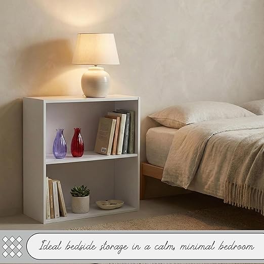 Kings Brand Furniture White Wood 2-Tier Shelf Bookcase Storage Organizer