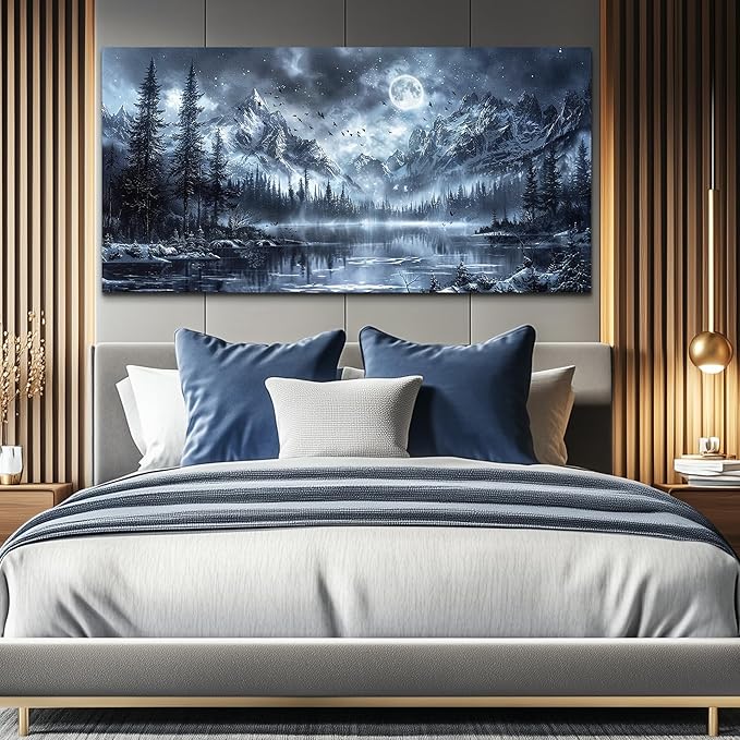 FUHAIHUA Canvas Wall Art For Living Room Wall Decor For Office Bedroom Decorations Black And White Wall Paintings Forest Landscape Pictures Hotel Artwork Posters Home Decor Ready to Hang 20X40 In