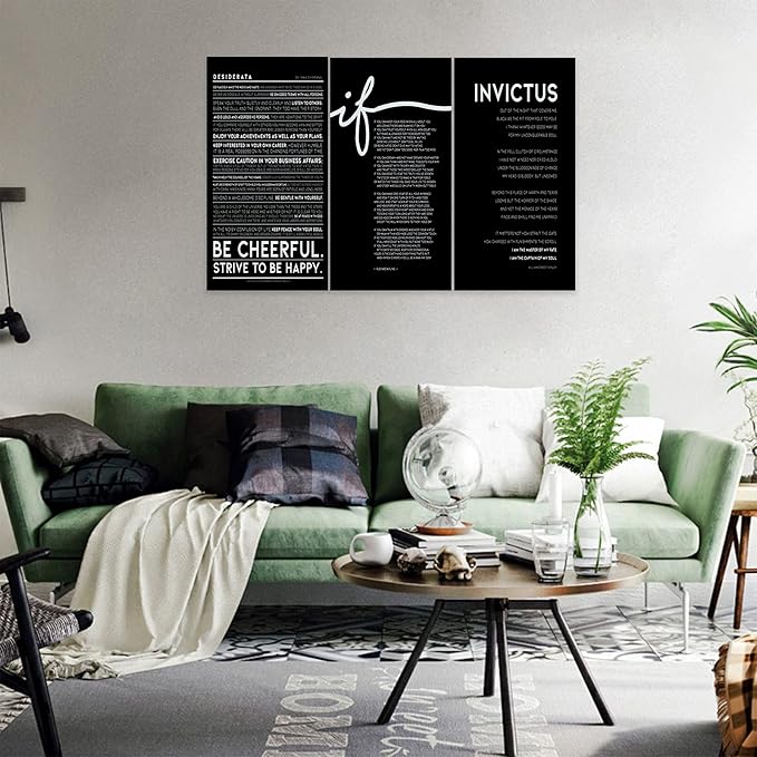 3 Piece Inspirational Wall Art, Black Background Sayings Picture, Quotes Motivational Canvas Prints for Office Decor, Triptych Entrepreneur Painting Framed Artwork for Home Wall Decor (72"Wx36" H)