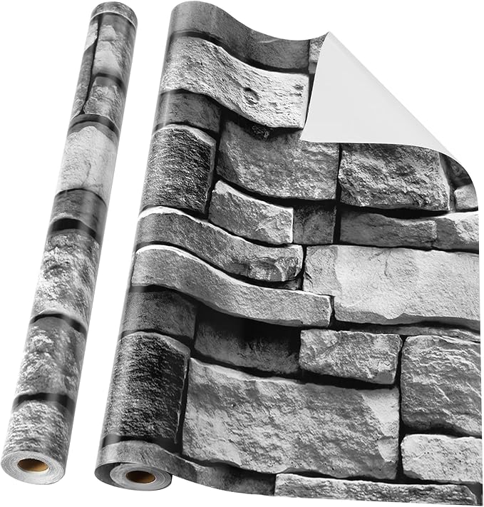 Tenceur Bulletin Board Paper 24 Inch x 100ft Fade Resistant Paper Roll for Classroom Decor(Gray Brick)