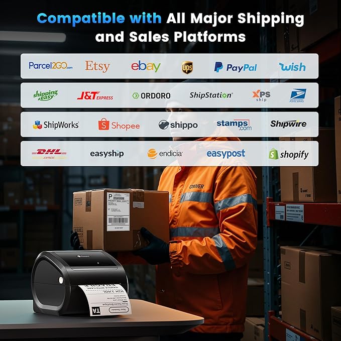 Phomemo D520BT Thermal Label Printer for Business, 4x6 Bluetooth Shipping Label Printer for Small Business & Packages, Compatible with Android, iOS, PC, Amazon, Shopify, USPS