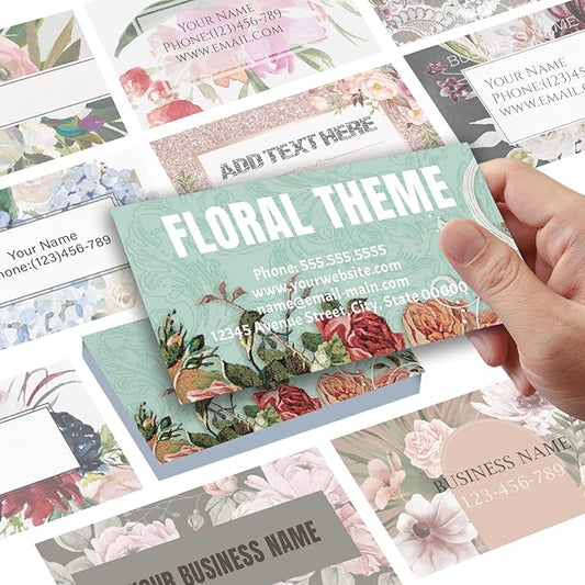 Business Cards Customize with Floral Templates, Custom Business Cards Personalized with Your Logo, 3.5"X 2" 300gsm Matte Paper for Small Business