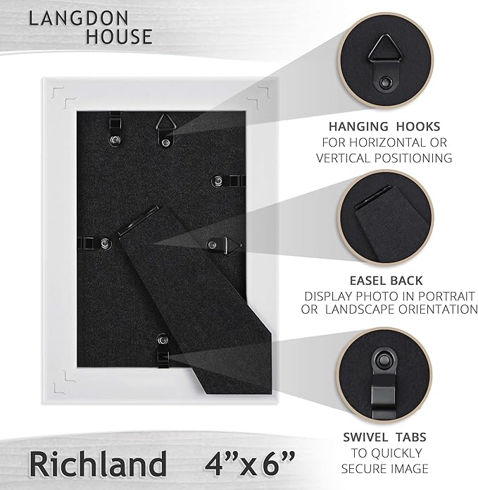 Langdon House 4x6 Picture Frames (Distressed White, 6 Pack) Farmhouse Style, Richland Collection