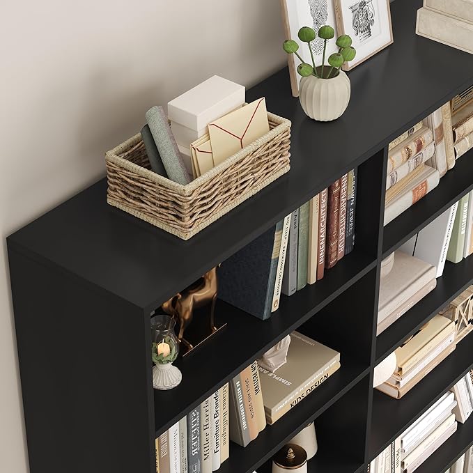 FACBOTALL 83.6" Tall Bookshelf and Bookcase, 7-Tier Extra Large Bookshelf with Double Storage, 14 Open Display Shelves for Home Office, Study and Living Room, Black