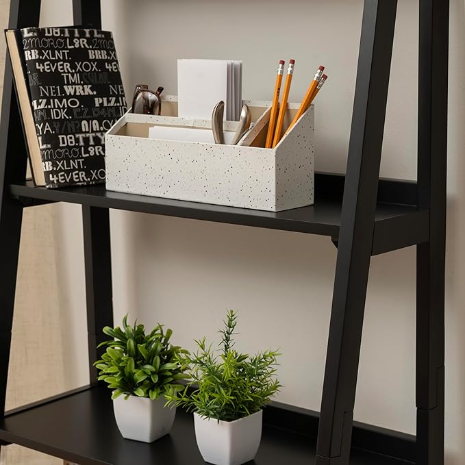 Linon Melissa Black Wooden Five Shelf Ladder Bookcase