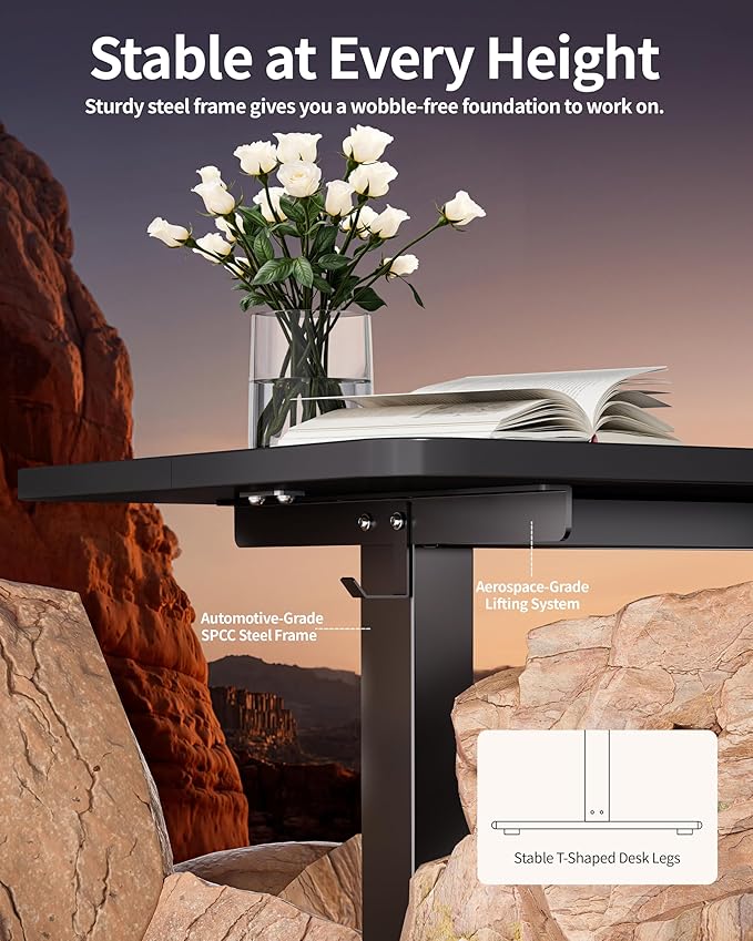 BIZUM Electric Standing Desk 60 x 24 Inch Computer Desk-Gaming Desk Black Home Office Desks Height Adjustable Memory Stand Up Computer Workstation