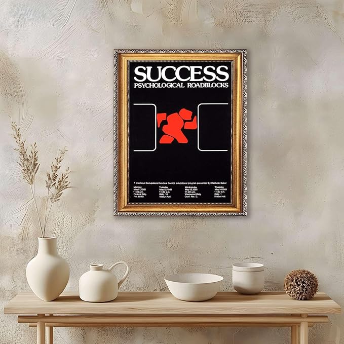 Vintage Framed Abstract Success Wall Art Canvas Print Oil Paintings Reproduction World Classics Retro Poster Art Print Stunning Home Decor for Office (Retro Framed,24L X32W)
