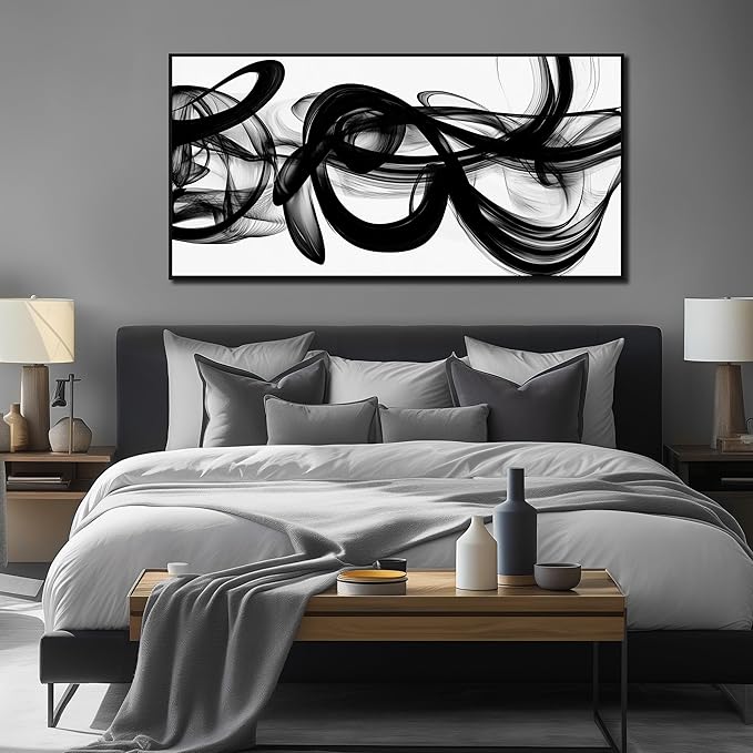 MDHKVPM Abstract Pictures For Living Room Black And White Canvas Wall Art For Office Large Picture Frames For Wall 29 x 58 Inch