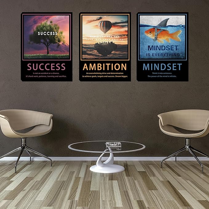 Inspirational Motivational Posters & Art - Wall Decor for Living Room, Bedroom & Home Office - Easy to Hang Framed Wall Decorations