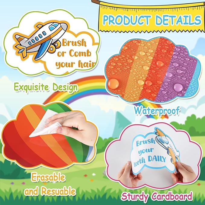 gisgfim Hot Air Balloon Healthy Bulletin Board Set Classroom Decoration Healthy Habits Paper Cutouts Colorful Bulletin Board Borders for Classroom Back to School Chalkboard Wall Decoration Supplies