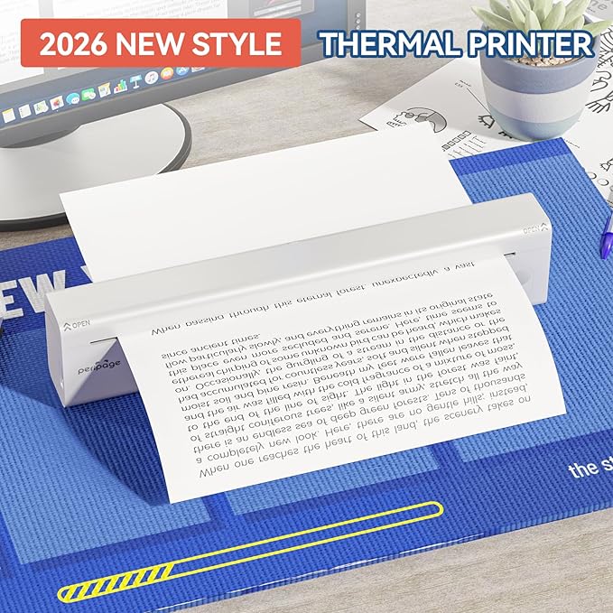PeriPage P85 Portable A4 Thermal Printer, Wireless Bluetooth Inkless Printer, Compact Mobile Printer for Travel Office Home, Compatible with iOS Android Laptop, 304DPI Clear Printing