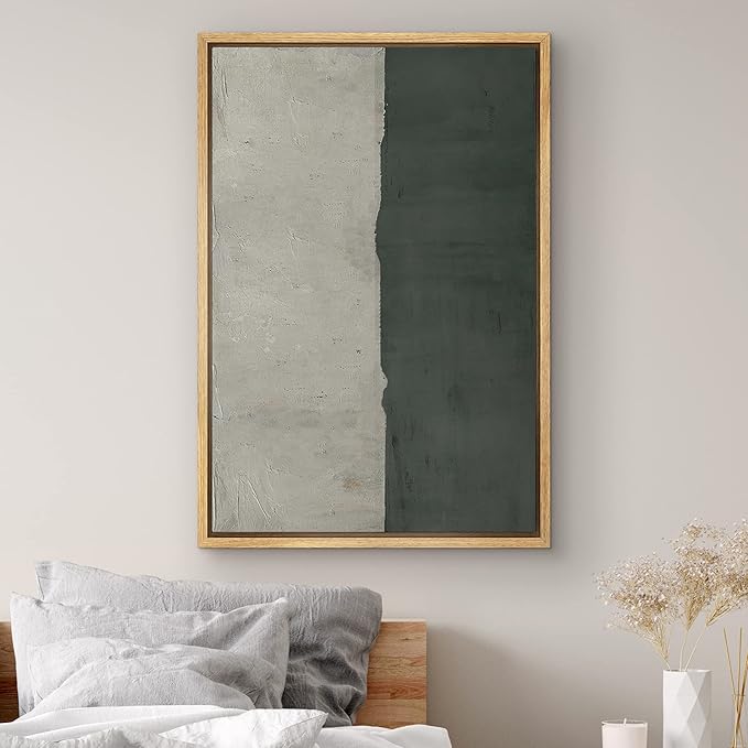 SIGNWIN Framed Canvas Print Wall Art Duotone Dark Watercolor Pastel Color Field Abstract Shapes Illustrations Modern Art Decorative Contemporary Chic for Living Room, Bedroom, Office - 24"x36" NATURAL