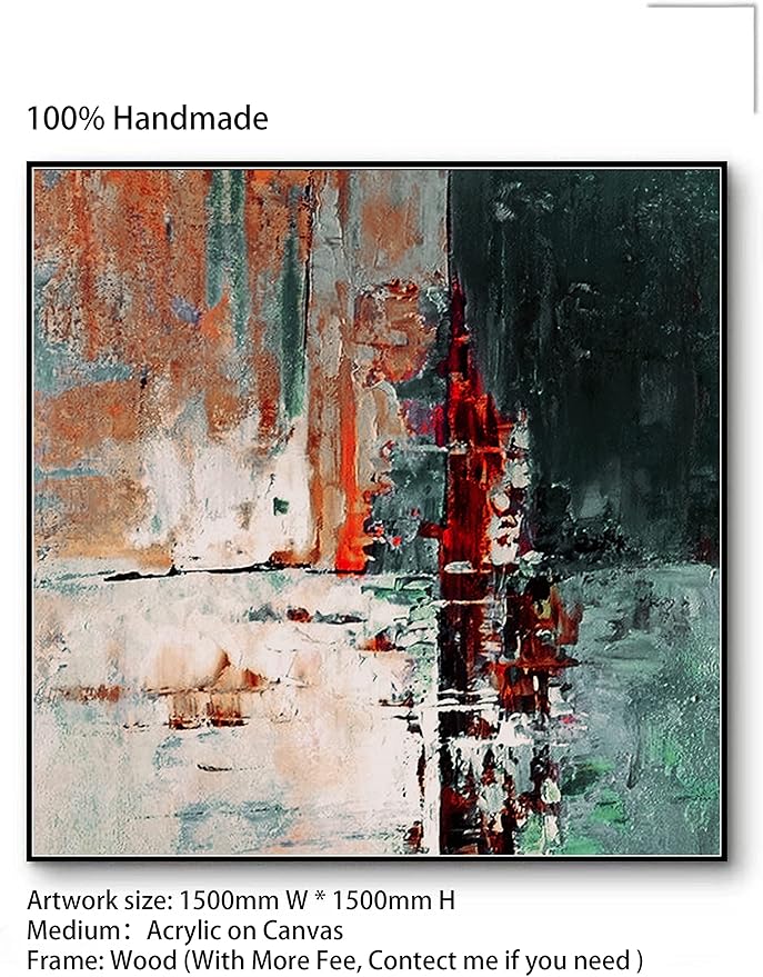Abstract Large Painting Original Abstract Blue Blue Red Color Original Canvas Wall Art Oil Abstract Painting Acrylic Minimalist Painting 72x72 inches