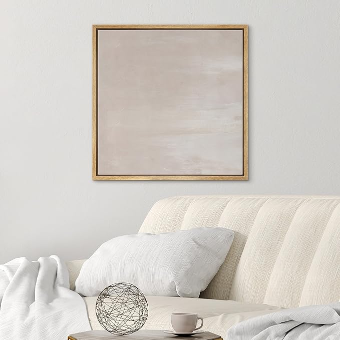 SIGNWIN Framed Canvas Print Wall Art Light Beige Minimal Neutral Tone Illustration Modern Art Decorative Nordic Minimal Calm/Zen for Living Room, Bedroom, Office - 24"x24" Natural