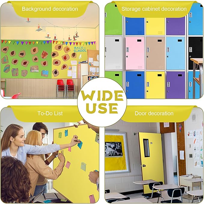 16 in x 40 Ft Fabric Bulletin Board Roll Classroom Non Woven Fabric Background Decorations Waterproof Wrinkle Resistant Bulletin Board for Back to School Wall Decor(Yellow,c)