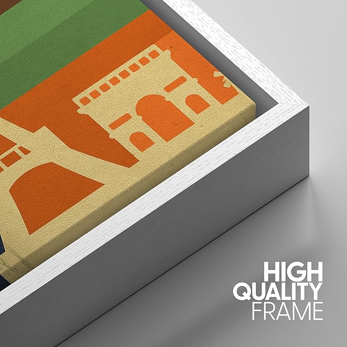 IDEA4WALL Framed Canvas Print Wall Art Retro Vintage French Eiffel Tower Poster Cultural Building Illustrations Modern Art Contemporary Scenic Warm for Living Room, Bedroom, Office - 16"x24" WHITE