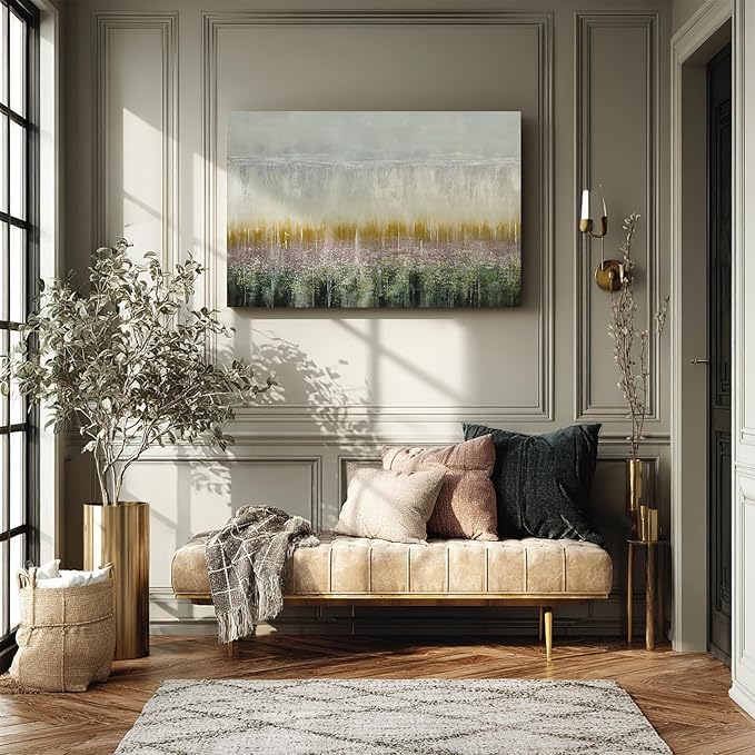 gaosoul Modern Abstract Wall Art Impressionist Style Oil Painting Prints on Gallery Wrapped Canvas Neutral Tone Abstract Wall Decor for Living Room Bedroom Office Framed 36x24in