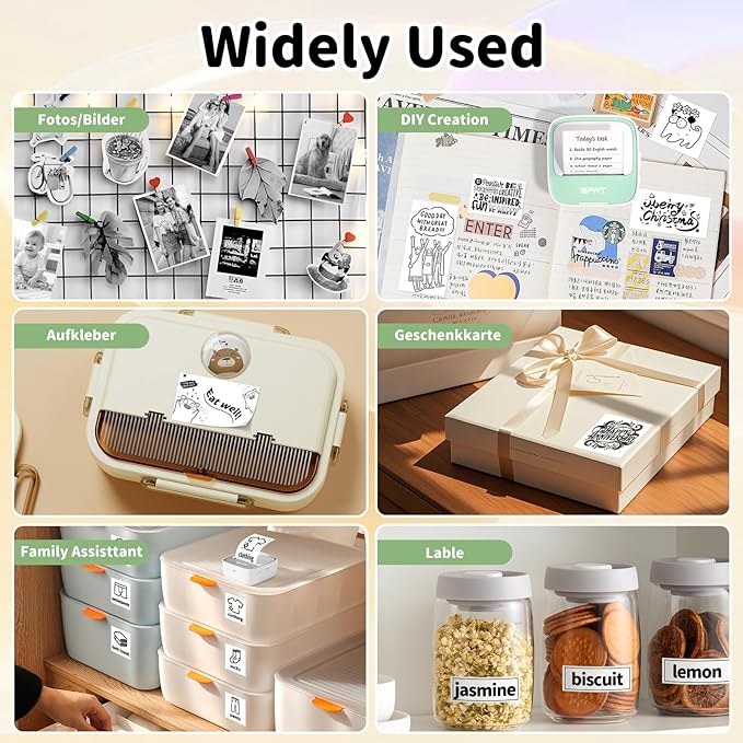 iDPRT Sticker Printer Portable Mini Printer, Bluetooth Thermal Inkless Sticker Maker Machine with 1 Roll Sticker Paper, Compatible with Smartphone, for Study Notes, Pictures, DIY, Label, Gift