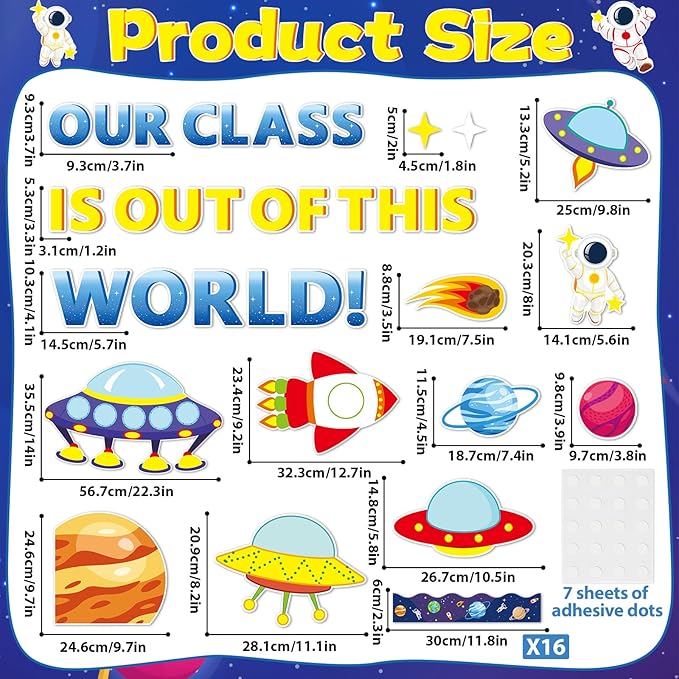 gisgfim Outer Space Bulletin Board Decorations Set Back to School Space Theme Classroom Paper Cutouts Our Class is Out of This World Spacecraft Bulletin Board Decor for Kids School Chalkboard Wall